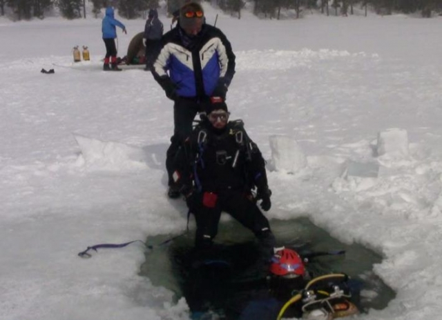 En route pour la plongee sous glace